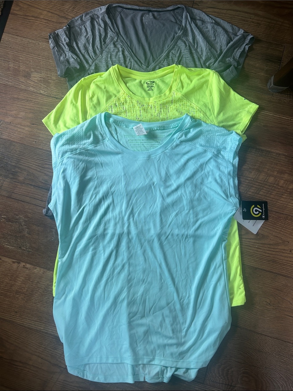 Performance Women's Short Sleeve Tees in Light Blue, Neon Yellow & Gray - 3 Pack